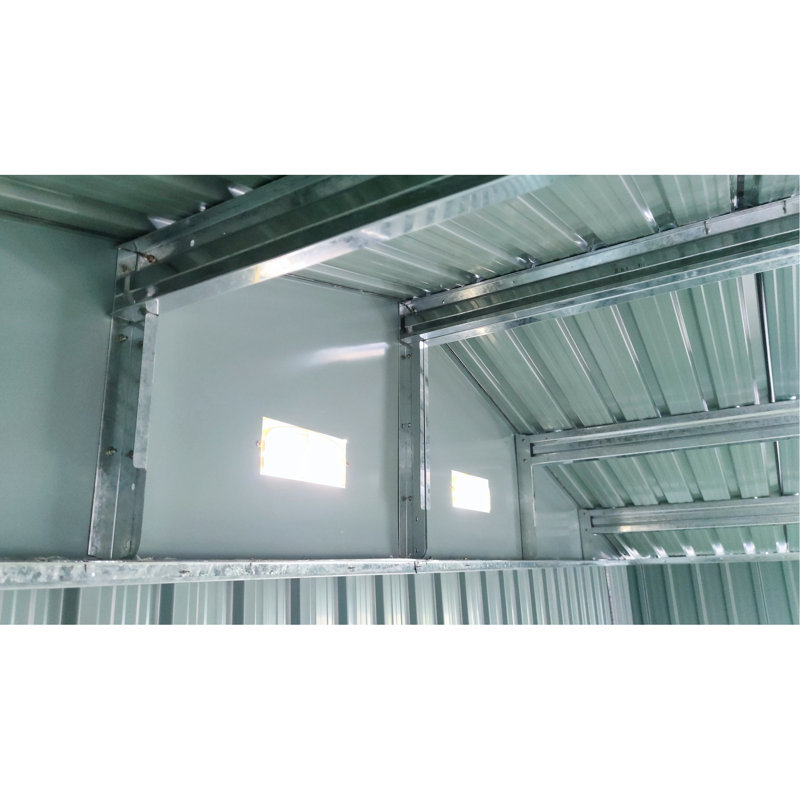 Remise de rangement améliorée de 13 pi x 20 pi pour l'extérieur, structure en métal avec deux fenêtres, panneaux de lanterneau, vélos idéaux, équipement de pelouse et outils, bonne ventilation pour un grand garage à l'extérieur, avec translucide