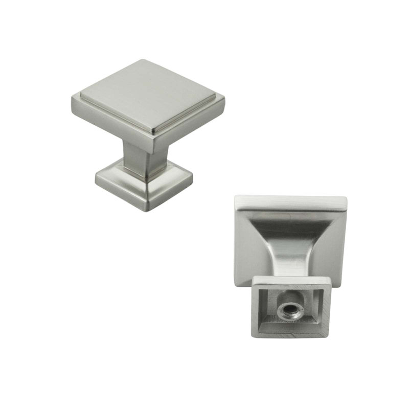 Modket 1 1/8" Solid Square Knob, Brushed Nickel