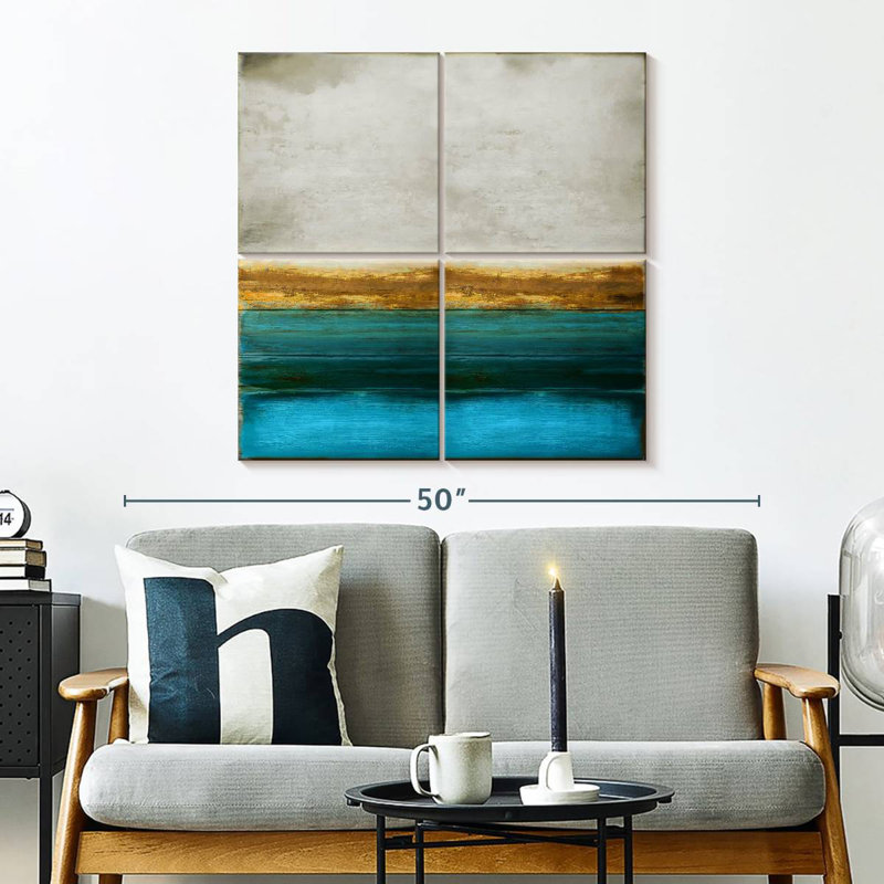 Or sur turquoise, H 32 po x l 32 po