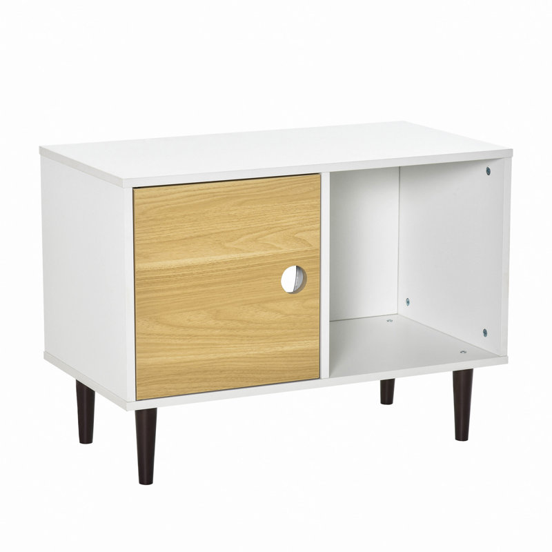 Maison pour chat en bois avec coussin moelleux, table d'appoint décorative pour chaton, maisonnette surélevée avec espace de rangement