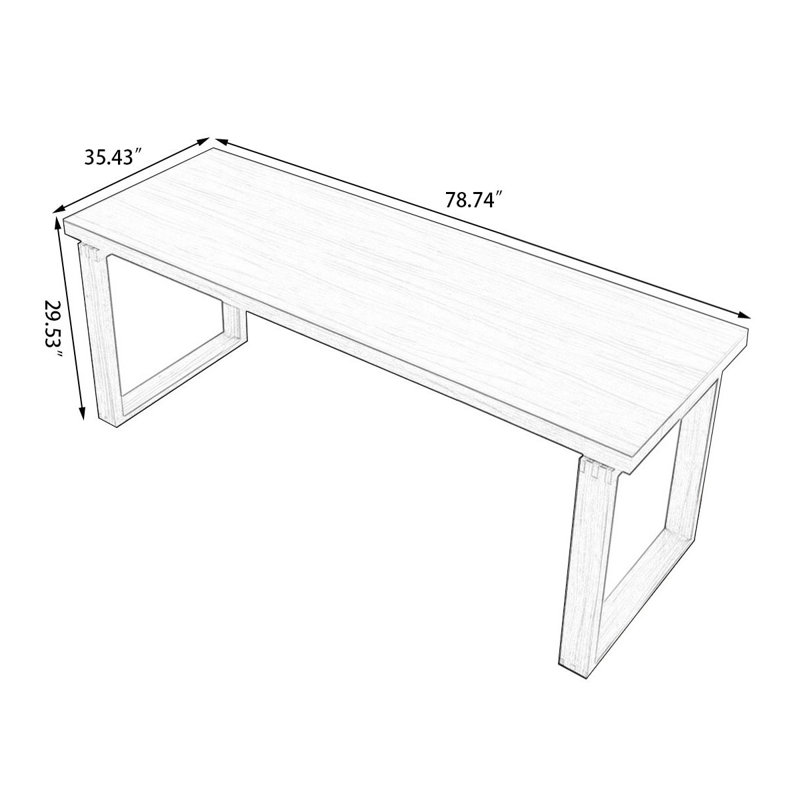 WD697190827843&Size Solid Wood Solid Wood Writing Desk, 29.53" H x 78.74" W x 35.43" D