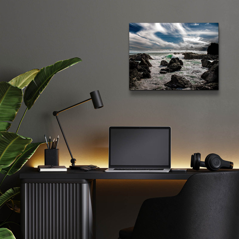 «Tide And Rock» par Verne Varona, art en verre acrylique Wal, H 24 po x l 36 po x P 0,2 po