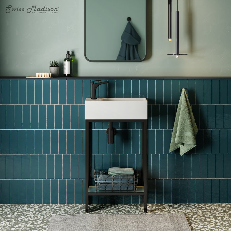 Ensemble de meuble-lavabo simple 19,5 po Pierre, Noir mat