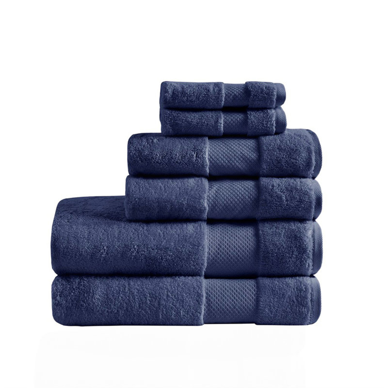 Cotton 6 Piece Bath Towel Set, Navy