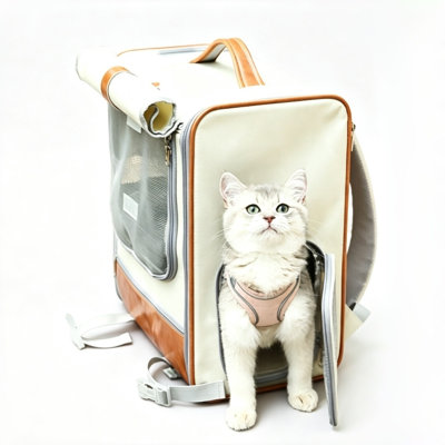 Customizable Breathable Pet Carrier Backpack, Dual-Use Handheld & Adjustable Shoulder Travel Bag, Large Mesh Ventilated Puppy & Cat Outdoor Backpack with Side Storage Pockets
