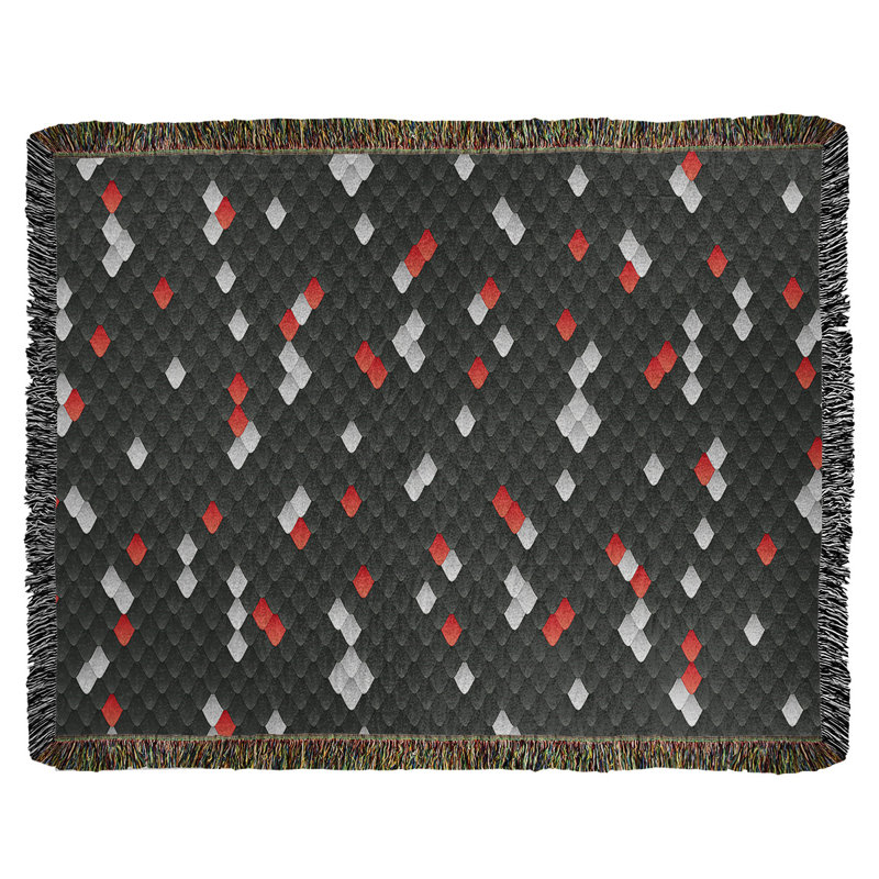 Jeté en coton tissé Katelyn Elizabeth, Noir / rouge