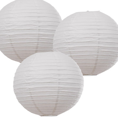 30 cm H Round Paper Pendant Shade ( Clip On ) in White