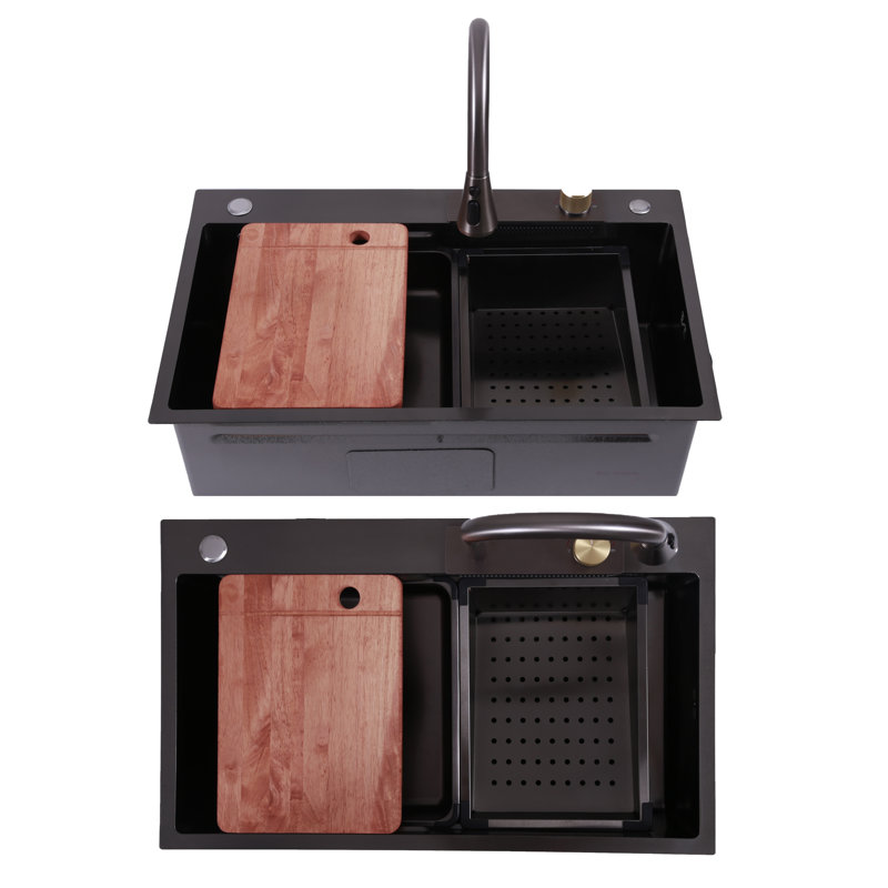 MEJE Single Bowl Kitchen Sink, Anthracite Black