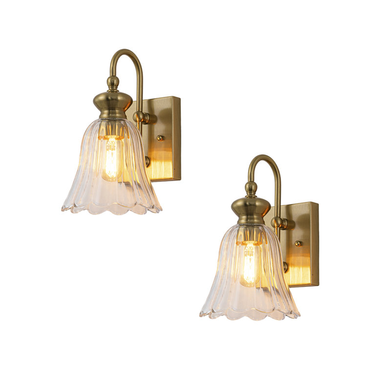 1 - Light Armed Sconce Dimmable with Flower Glass Shape