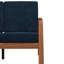 3 fauteuils de style moderne du milieu du siècle, recouverts de velours bleu marine avec dossier en bois.