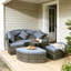 Ensemble de conversation près de la piscine, ensemble de mobilier modulaire de patio, lit de jour rond en rotin 4 pièces