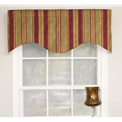 Nigel Florian Stripe Scalloped 50" W Window Valance