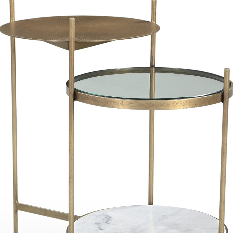 Table de bout ronde en fer 24 po avec tablette