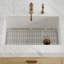 Évier de cuisine en argile réfractaire à cuve simple encastré / encastré Whitehaus, grille en acier inoxydable incluse-132327377-132814843