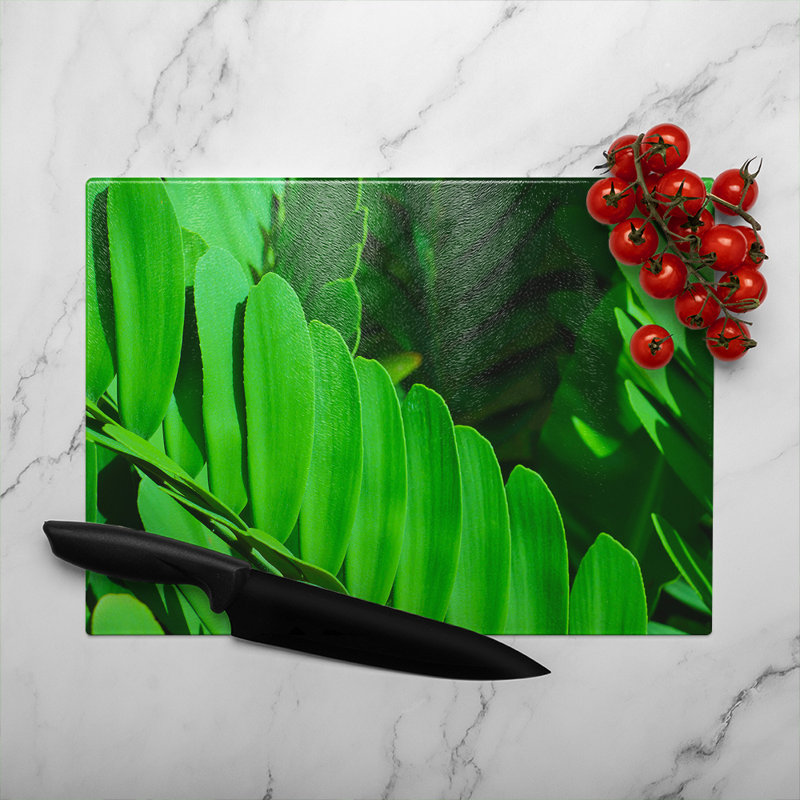Natural leaves, long slender leaves Designer Glass Chopping Board