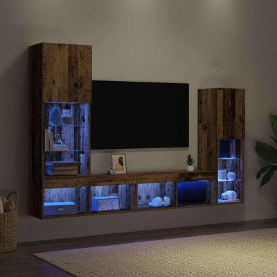 TV Cabinet 4 Pcs 40.5 X 30 X 102 Cm Engineered Wood