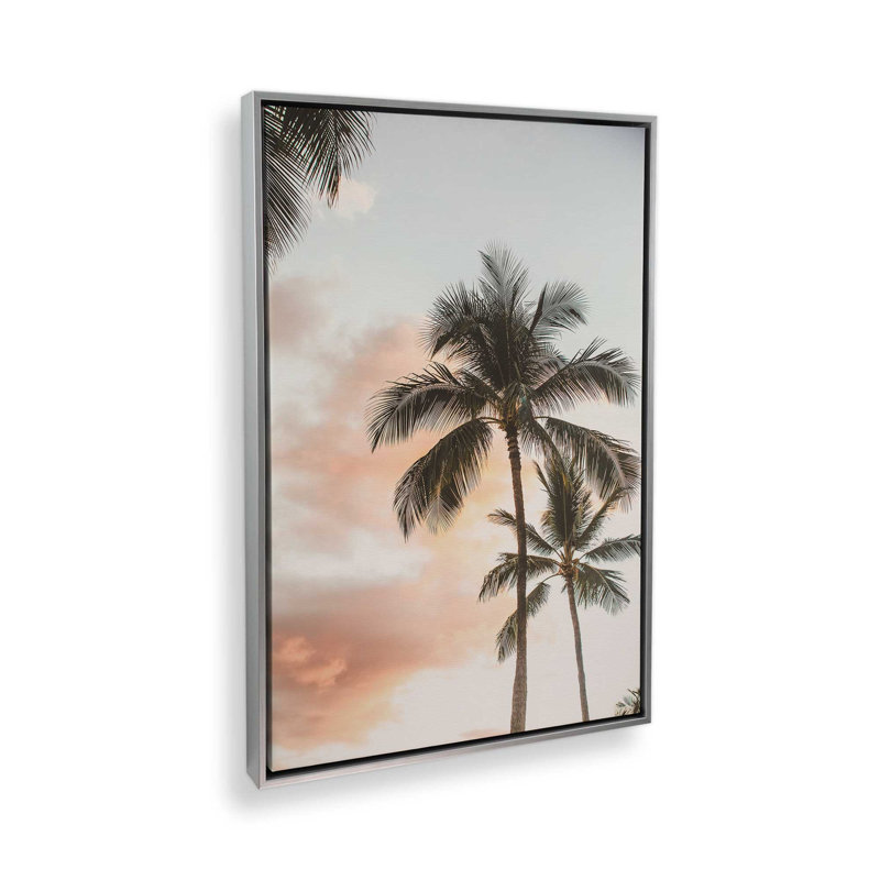 Impression sur toile Tropical Twilight, H 30,75 po x l 20,75 po x P 1,75 po, Cadre flottant en chrome poli