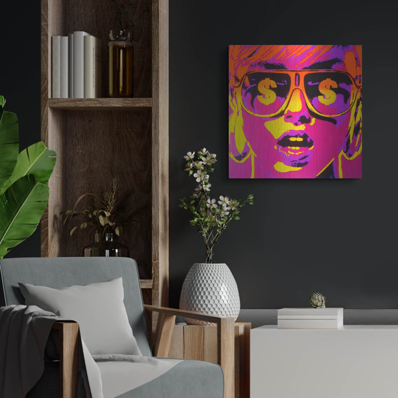 Art mural de luxe «Pop Star Dollars» par Abstract Graffiti, H 24 po x l 24 po
