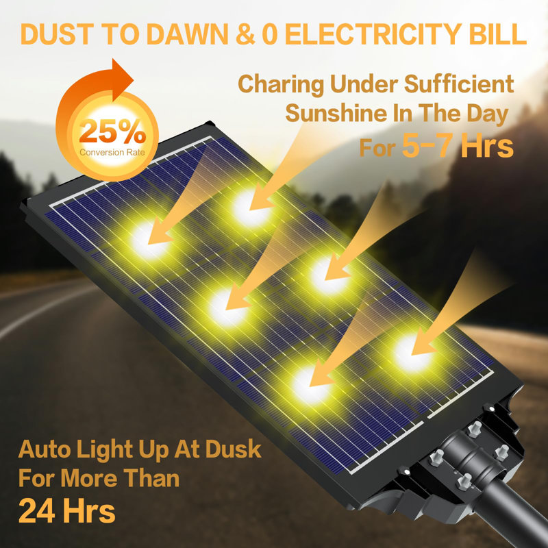 Home Outdoor Led Street Light (set Of 2) With Solar Panels Dusk To Dawn With Motion Sensor 3600w 300000 Lumens Ip66 Waterproof For Parking Lots Backyard