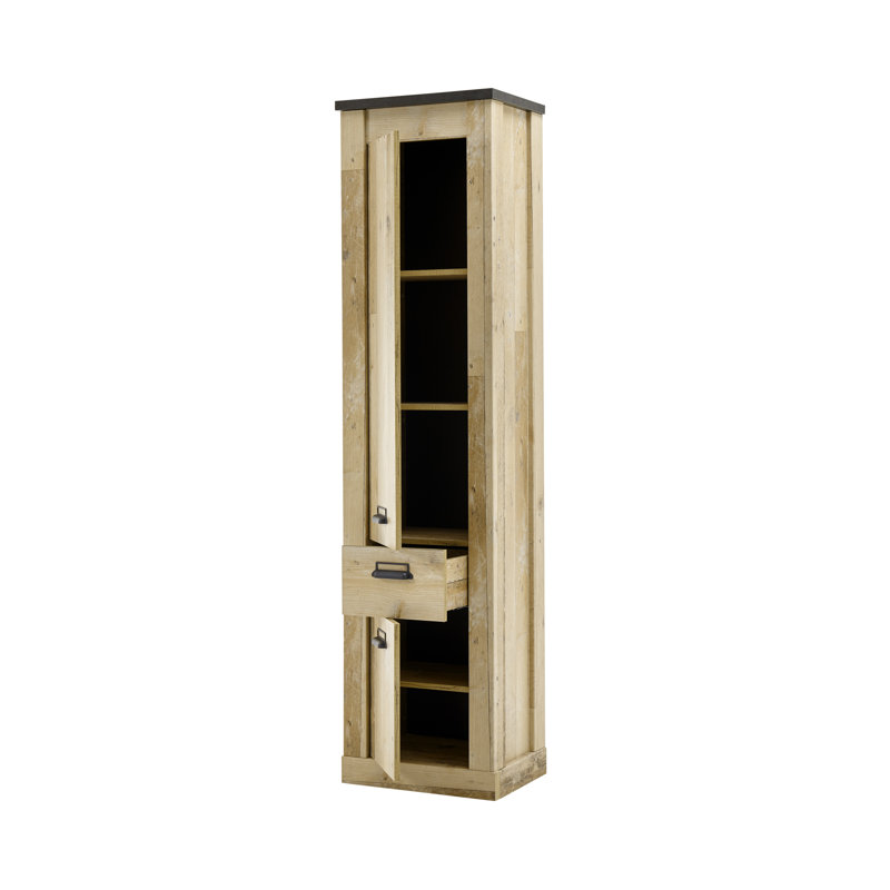Jackeline 1 Door Manufactured Wood Wardrobe, Brown/Anthracite