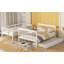 Lit superposé avec lit gigogne, rangement et barrière de sécurité pour chambre à coucher, dortoir, pour adultes