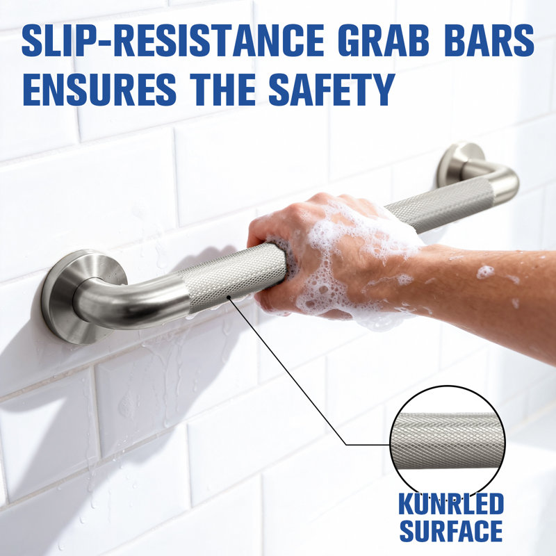 24'' Bathroom Grab Bar with Anti-slip Knurled Grip, Concealed Screw, ADA Compliant, 24” W