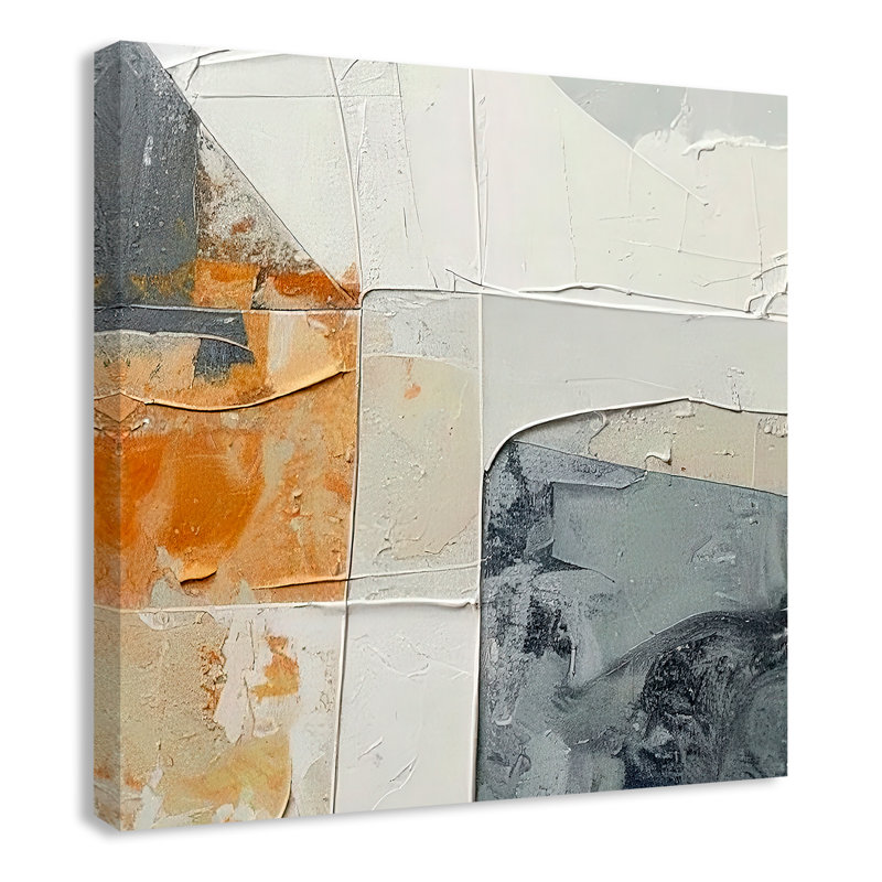 «Plastered II» par Alonza Saunders, Sans cadre, L 16 po x H 16 po, Toile tendue