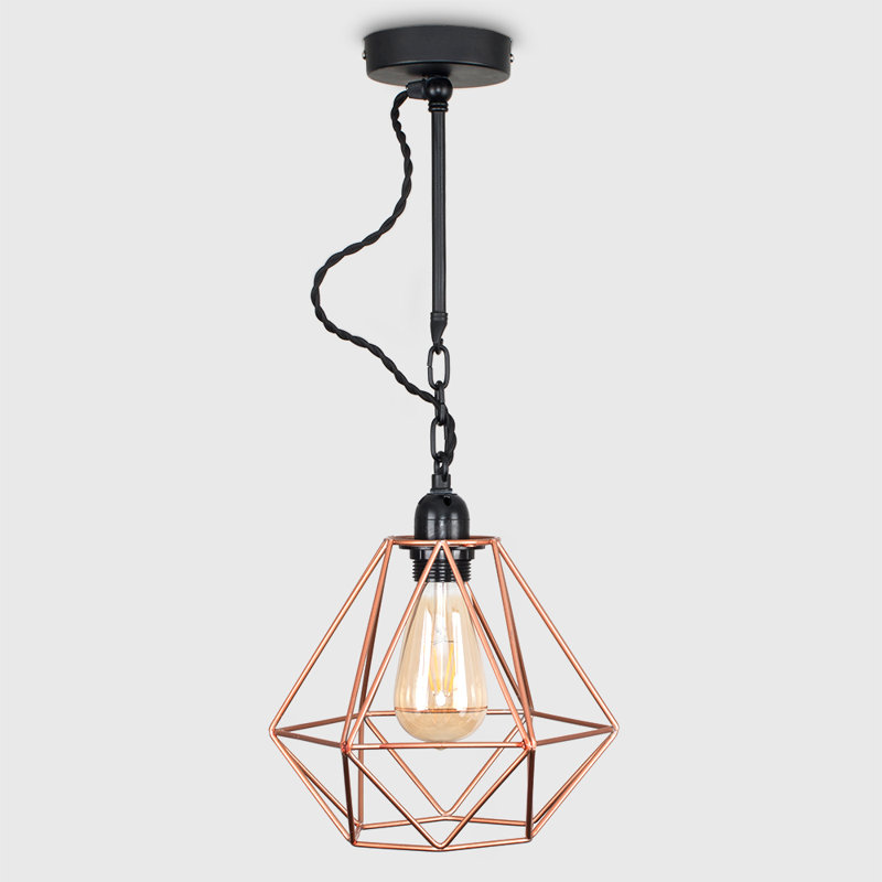 Harp 1 - Light Satin Black Geometric Pendant, No, Copper
