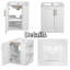 Armoire de salle de bain murale avec tablettes latérales et porte à fermeture douce, meuble-lavabo moderne avec lavabo en céramique, blanc