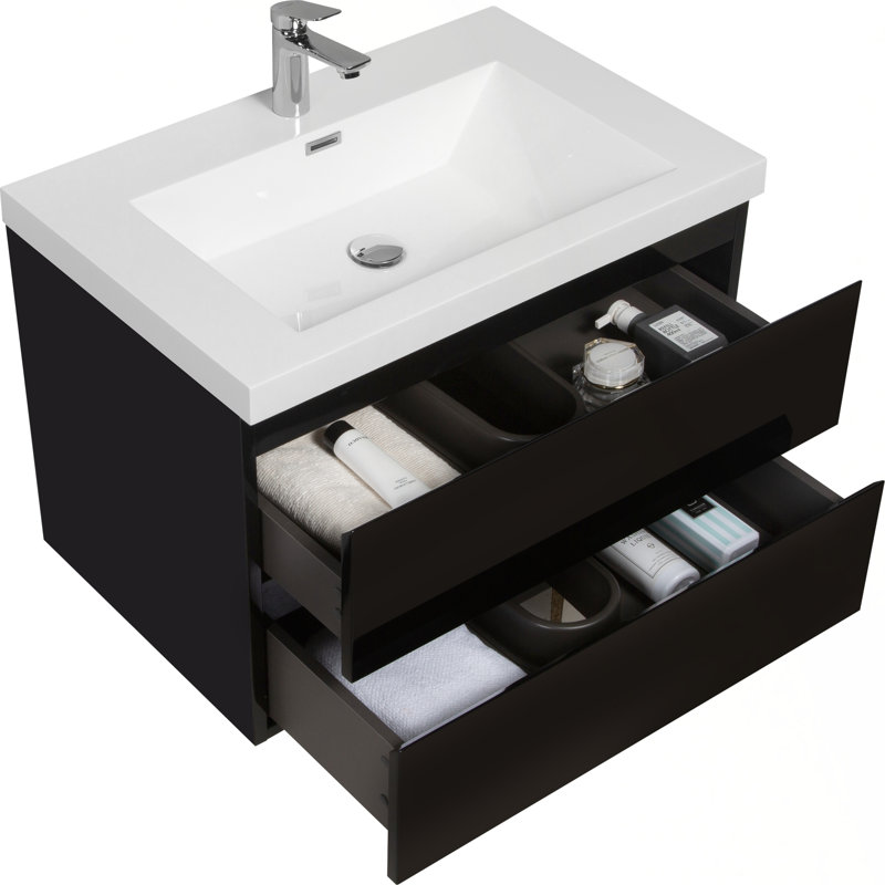 Meuble-lavabo mural moderne avec lavabo et rangement