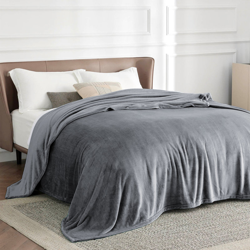 Luxury Mink Fleece Blanket - Ultra Soft, Warm & Lightweight Throw, 230cm W x 270cm L, Grey