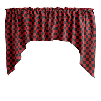 Checkerboard Print Swag Window Valance