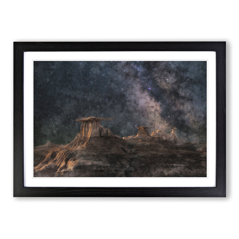 Badlands in South Dakota - Picture Frame Painting, 36cm H x 48cm W x 2cm D, Black Framed