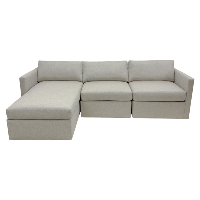All Modern Left Facing Sectional No Ottoman--Truffle, Left Hand Facing