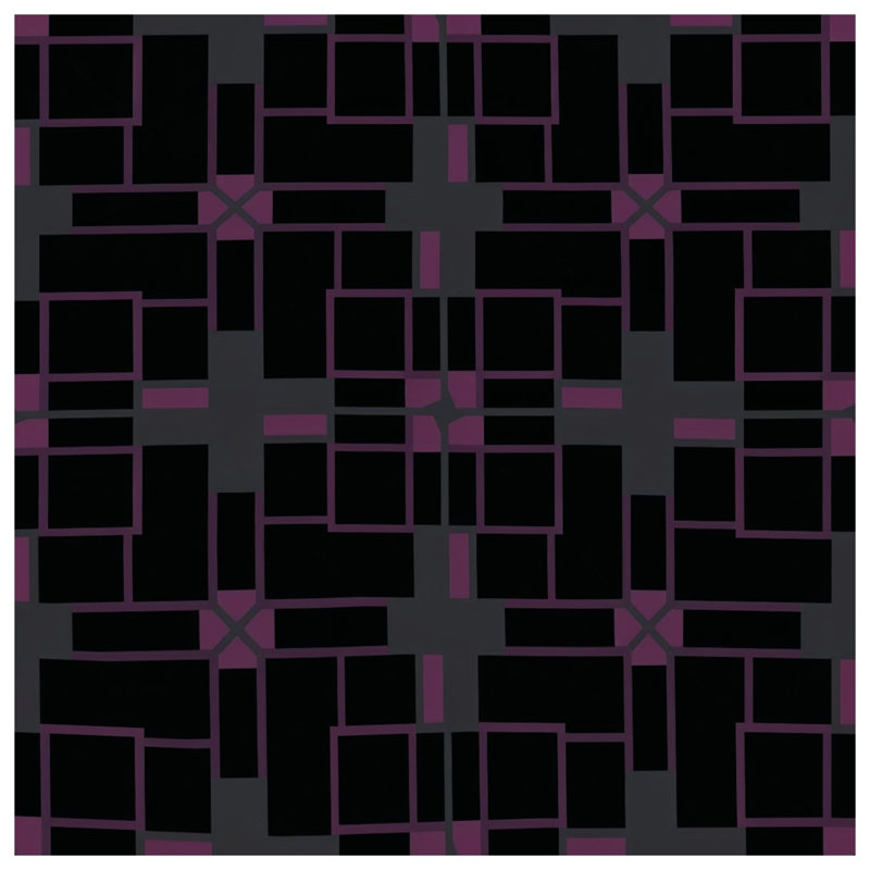 Housses de couette mauves carrés noirs, Lit simple