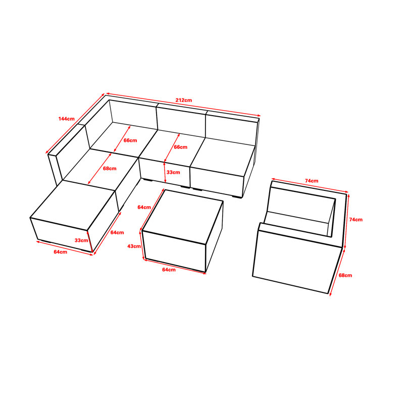 The Manhattan 5 Seater Set With Single Seater, Mix Brown