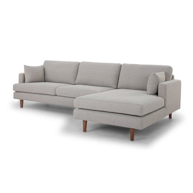 Canapé modulaire à méridienne rembourré Laguna, Orienté à droite (vu de face), Tissu performance natté champignon
