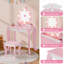 Ensemble de coiffeuse pour enfants avec miroir lumineux et tabouret-114466681