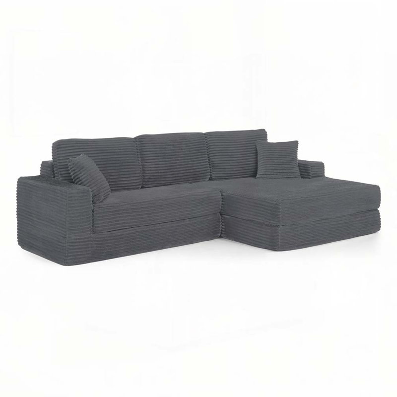 Canapé modulaire en velours côtelé Corduroy, Gris