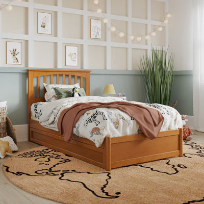 Asparas Solid Wood Platform Bed with Footboard & Roll Out Trundle Bed by Lark Manor