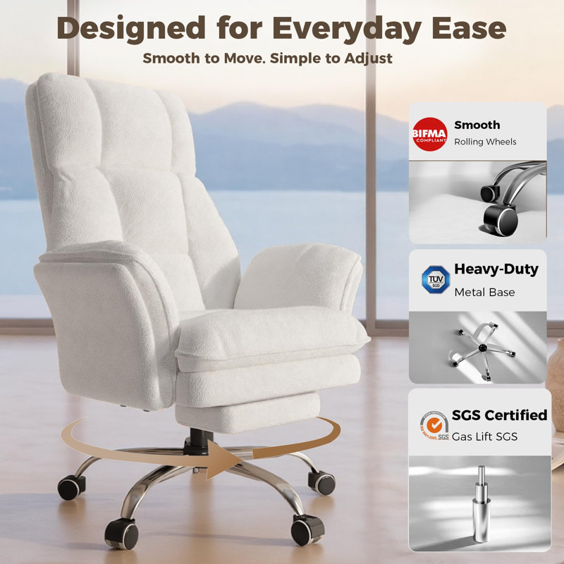 Desk Office Chair, Big and Tall Ergonomic Office Chair, 200KG Adjustable High Back Computer Chair,Executive Swivel Chair with Footrest and Lumbar Support