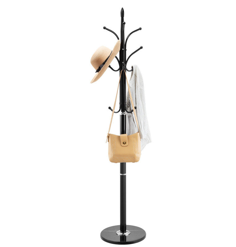 Freestanding Coat Rack Coats Tree Stand with Stable Marble Base & 6 Hooks