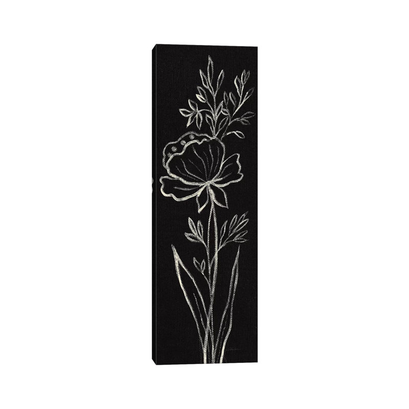 «Black Floral III Crop» par Silvia Vassileva - impression panoramique, H 48 po x l 16 po x P 1,5 po, Toile tendue