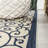 Deilani Vintage Filigree Textured Weave Navy/Beige Indoor/Outdoor Rug-653223986
