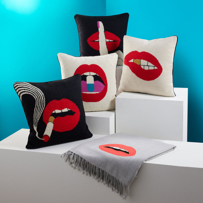 Lips NDLPT Pillow, White Bitten