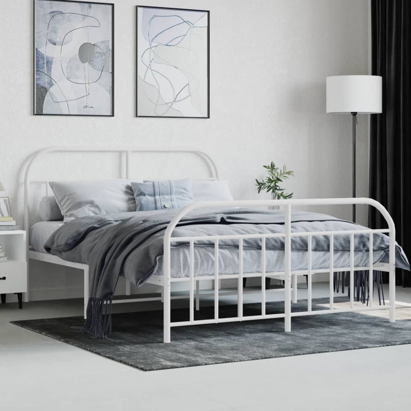 vidaXL Metal Bed Frame Bedroom Bed Base Bedstead Metal Matress Foundation, 135 x 190 cm