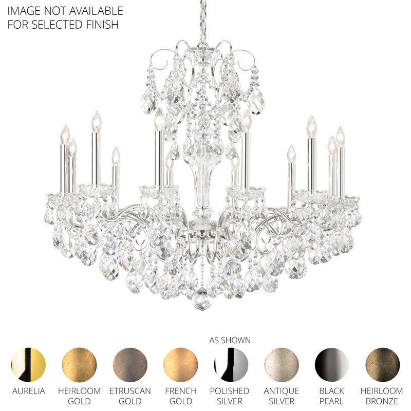 Sonatina 12 Light 34in x 29.5in Chandelier in Polished Gold with Clear Heritage Handcut Crystals, French Gold