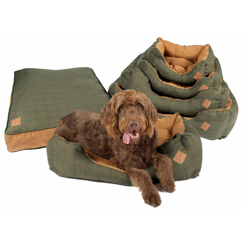 Tweed Faux Suede Pet Bed, Green, 61 cm