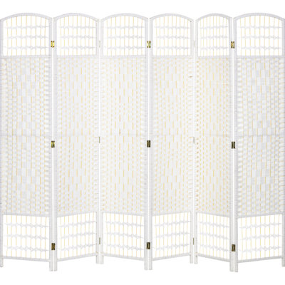 Cloison blanche 6 panneaux, écran d'intimité pliable de 5,6 pi, fibre ondulée. Élégant pour le bureau personnel, le mur d'idées peu encombrant, le paravent et la solution