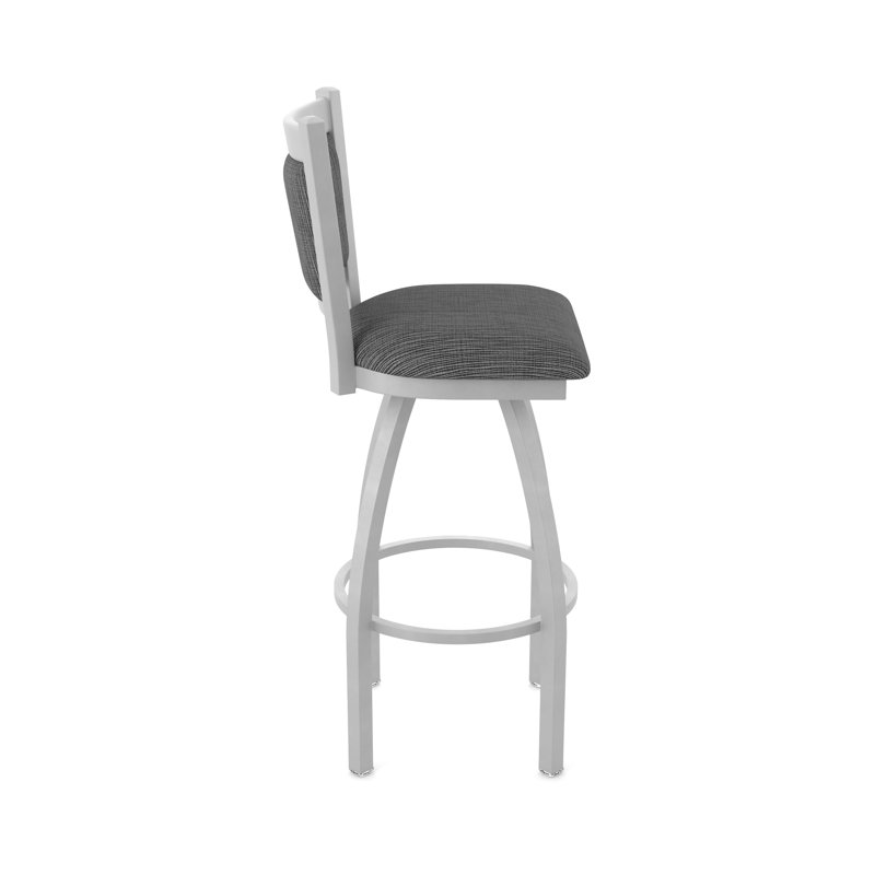 Tabouret pivotant Hadleigh, Nickel anodisé, Tissu - charbon graphique, Tabouret de bar (siège d’une hauteur de 30 po)